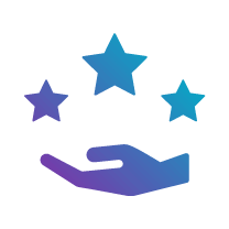Icon of a hand holding 3 stars